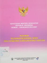 Pedoman Pelayanan Kesehatan Kerja pada Puskesmas Kawasan/Sentra Industri